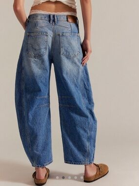Free People We The Free Good Luck Mid-Rise Barrel Jeans